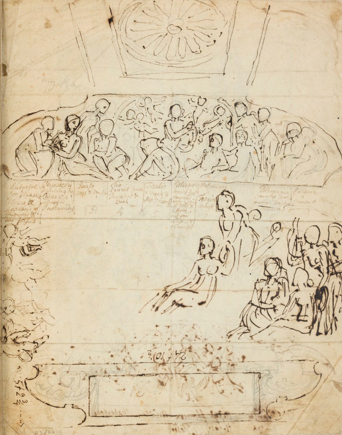 Thomas Stothard RA, Design for a ceiling painting of the nine Muses, probably for the Advocates' Library (now the Signet Library), Edinburgh