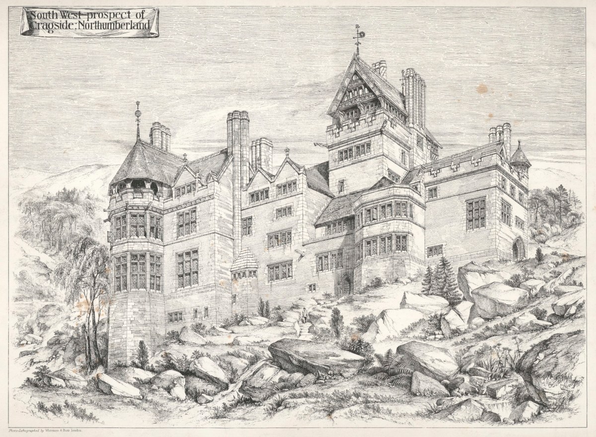 Richard Norman Shaw RA, Design for Cragside, Rothbury, Northumberland: south west prospect