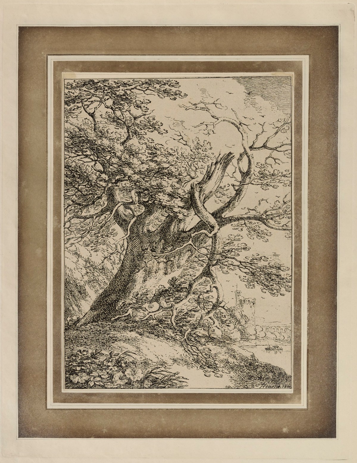 Thomas Hearne, Old tree with a castle in the distance