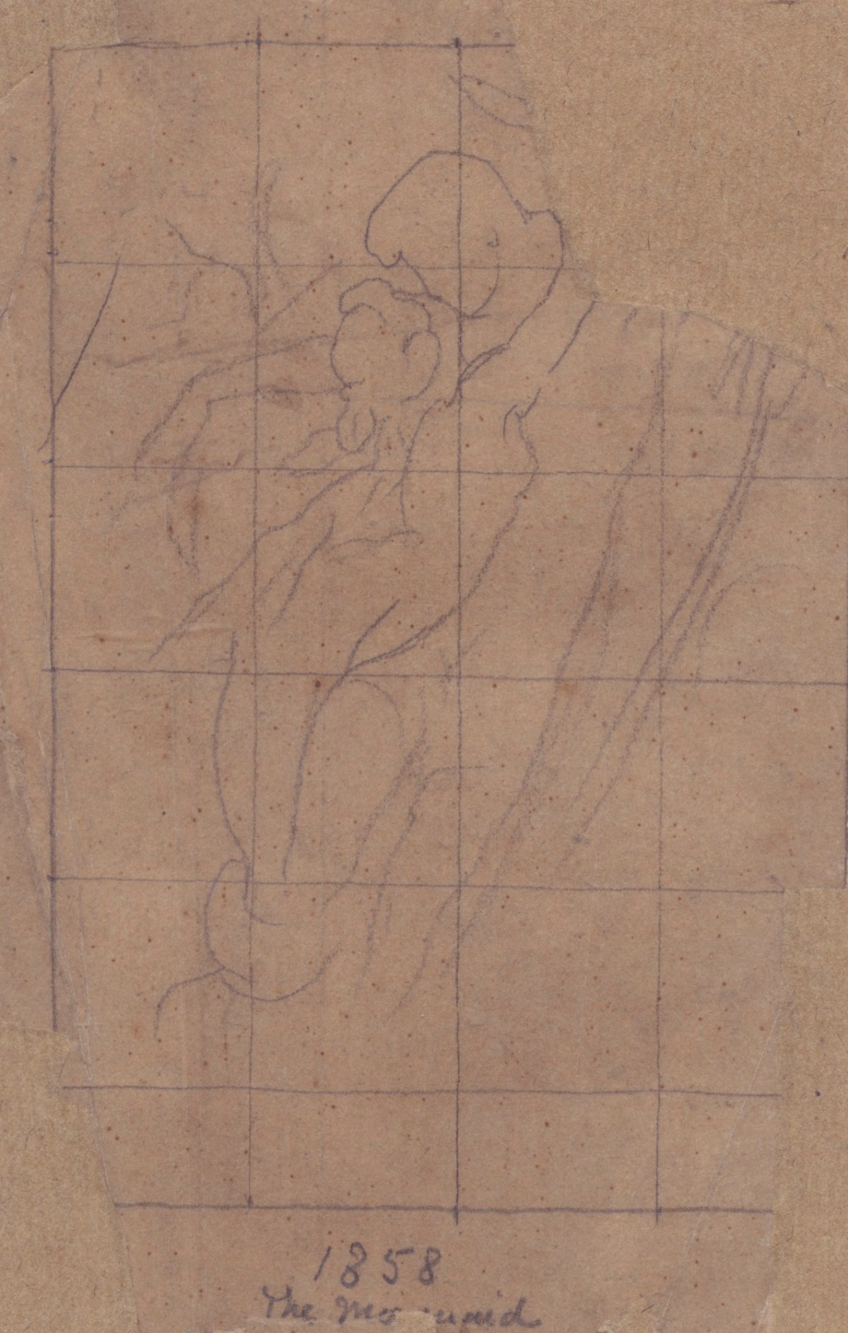 Lord Leighton PRA, Squared up tracing for 'The Fisherman and the Syren: From a Ballad by Goethe'