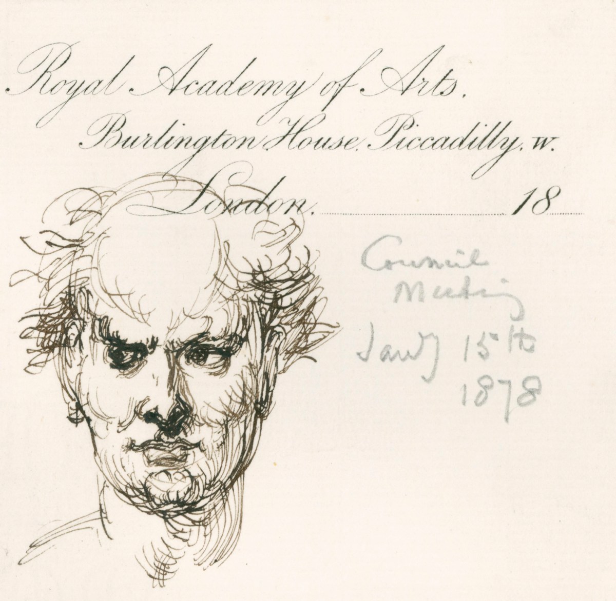 Sir John Gilbert RA, Head of a bald man