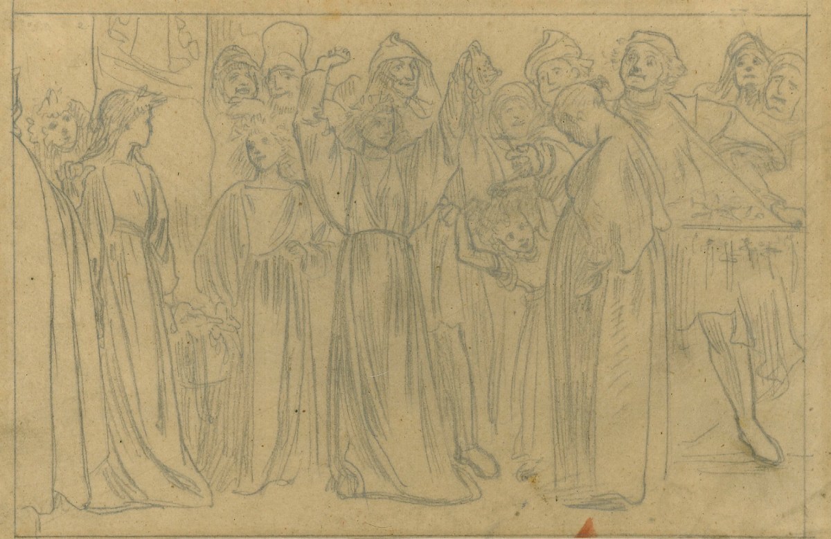 Lord Leighton PRA, Tracing for 'Mona Brigida's Conversion'