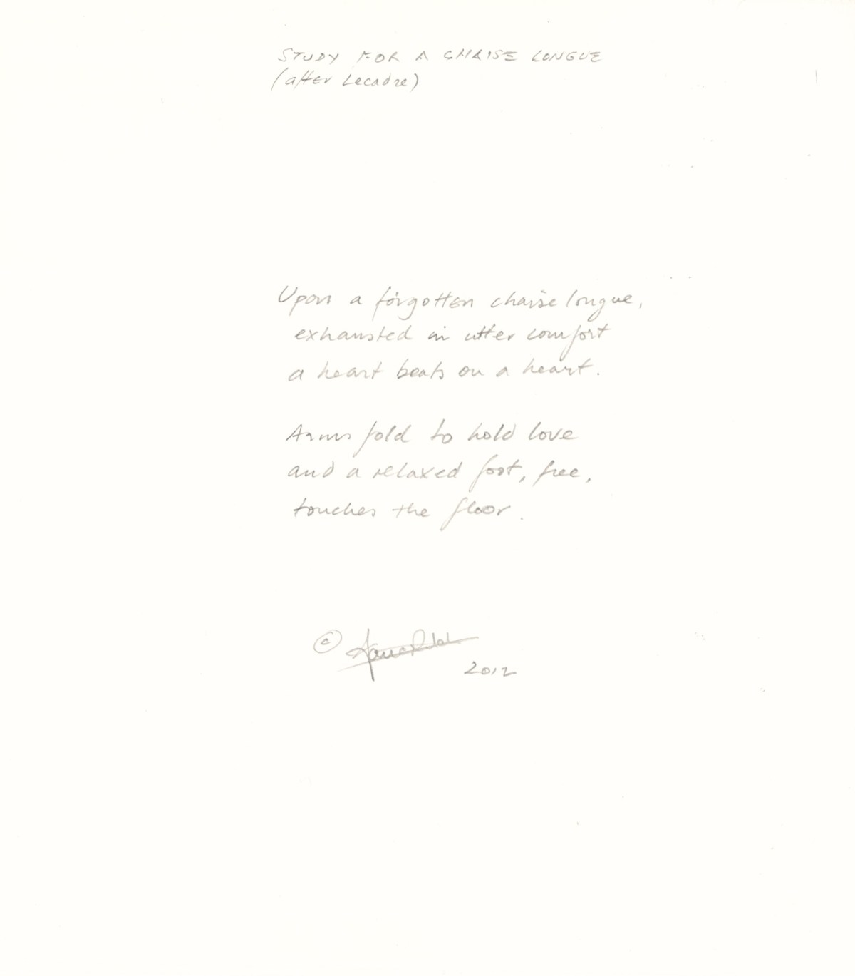 Ian Ritchie RA, Study for a Chaise Longue after Lecadre