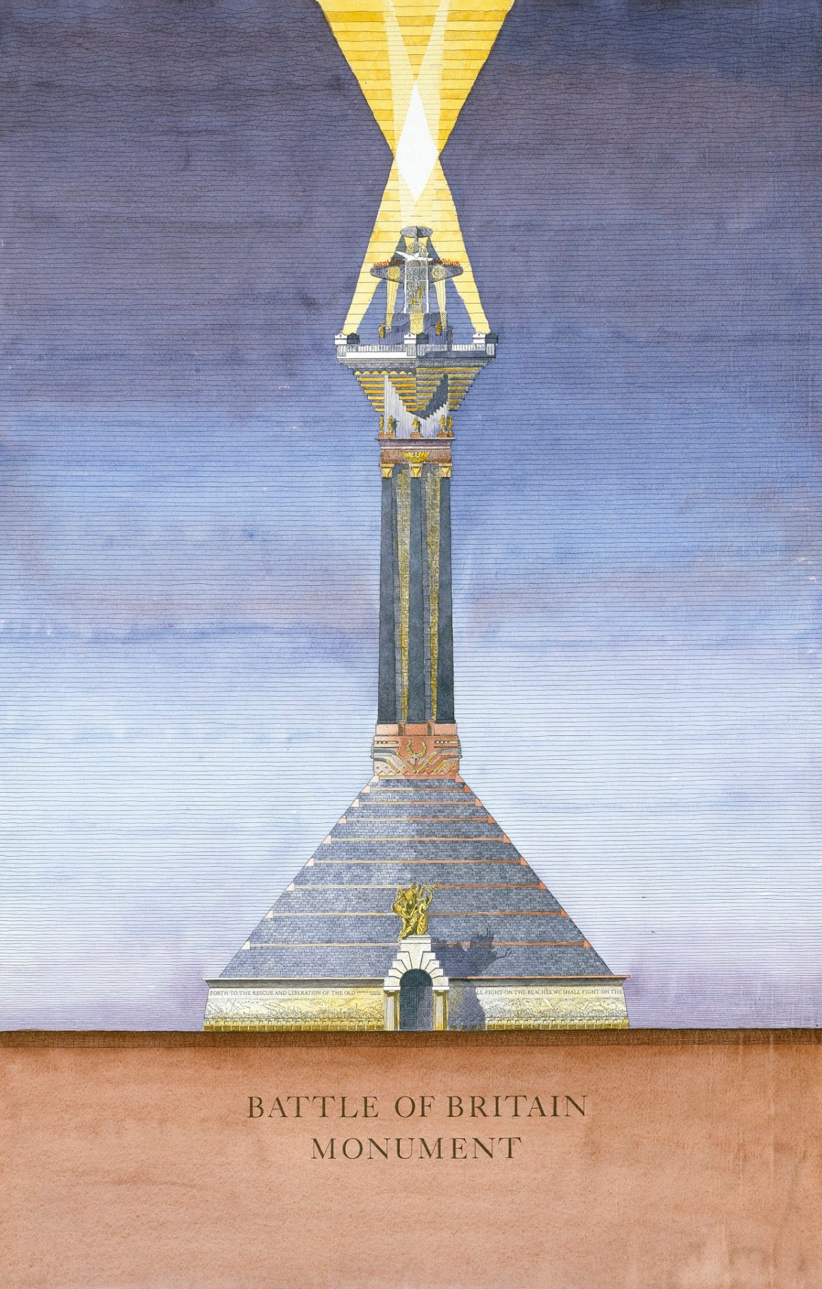 Theo Crosby RA, Design for Battle of Britain Monument, Surrey Docks, Southwark, London: elevation