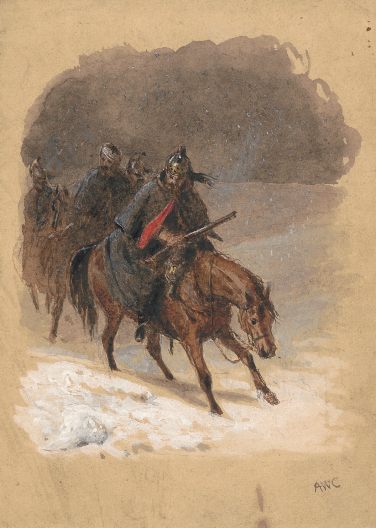 Unidentified British artist, Cavalry returning from battle