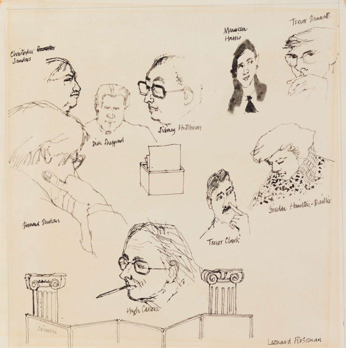 Leonard Rosoman RA, Preparatory sketch relating to 'The Meeting, Royal Academy of Arts'