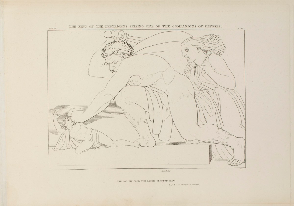 John Flaxman RA, The King of the Lestrigens Seizing One of the Companions of Ulysses