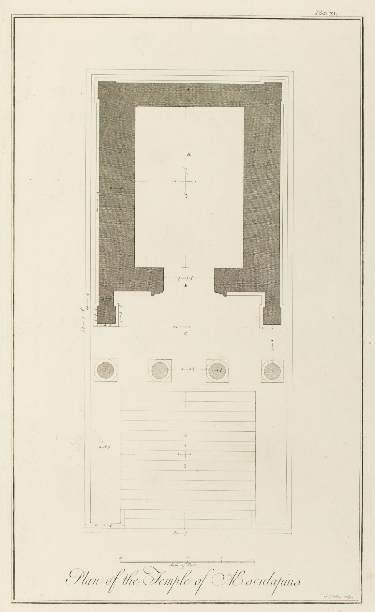 Charles-Louis Clérisseau, Plan of the Temple of Aesculapius