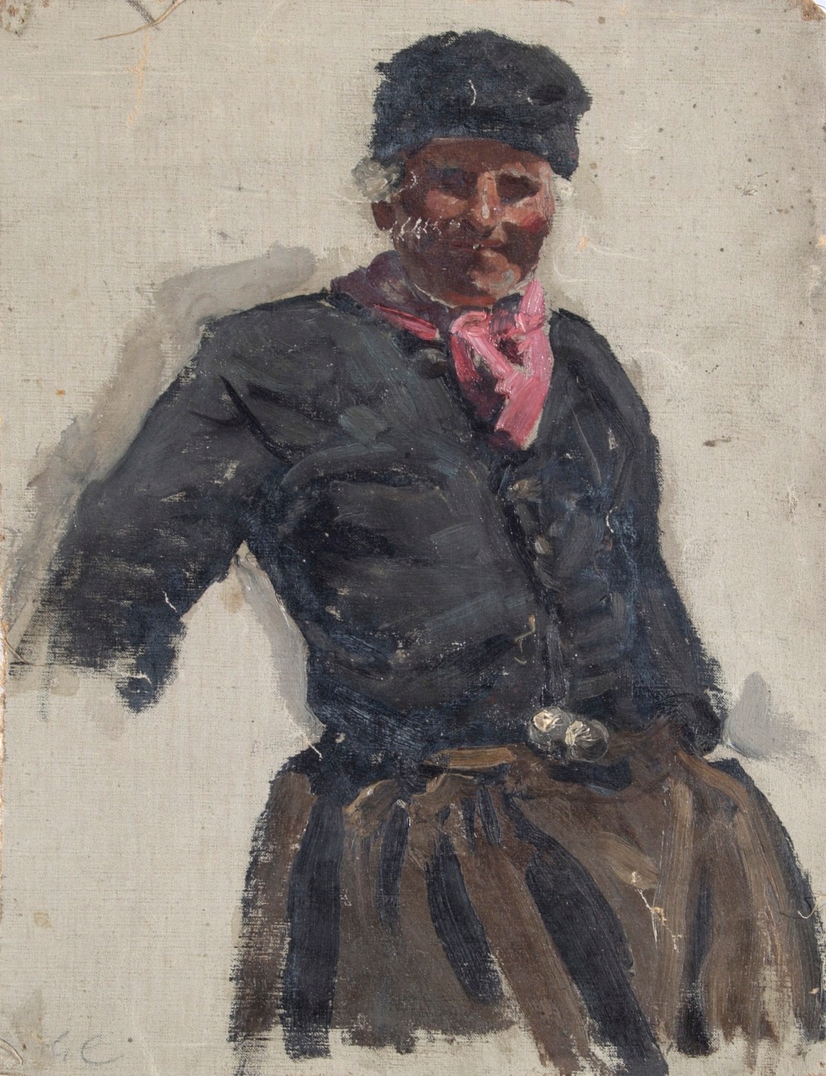Sir George Clausen RA, Study of an old man wearing Dutch costume
