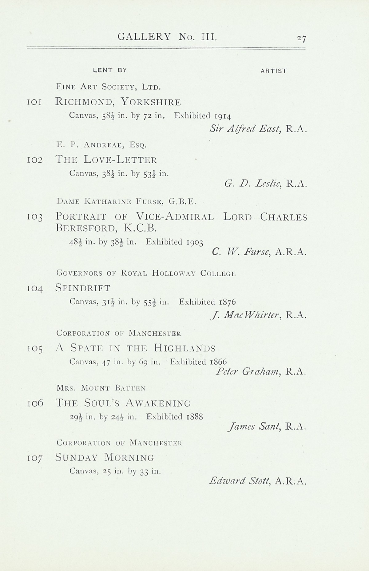 Page 29 of 1922 - Exhibition of Works by recently deceased Members of the Royal Academy