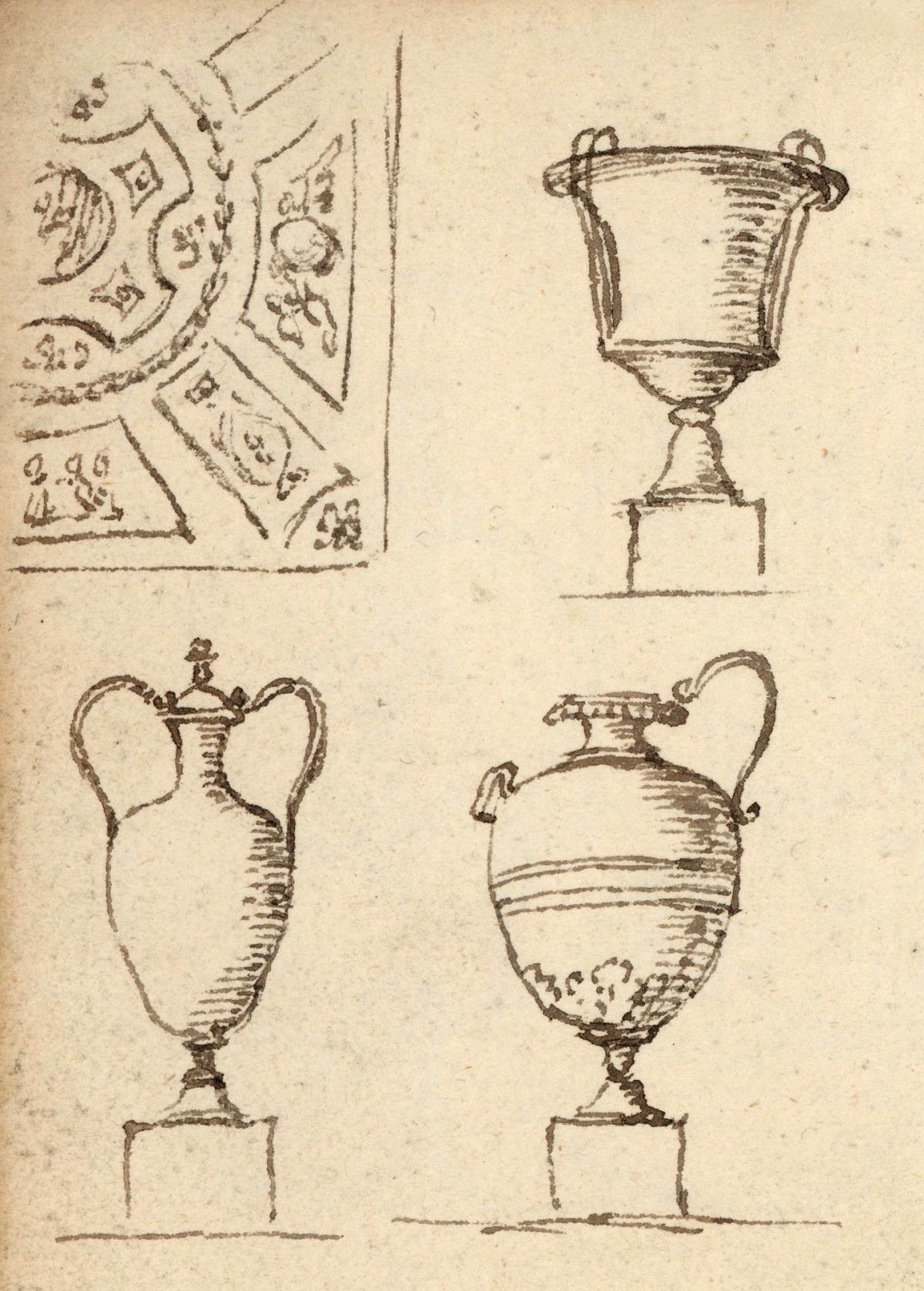 Benjamin West PRA, Leaf from a sketchbook with drawings of ornament