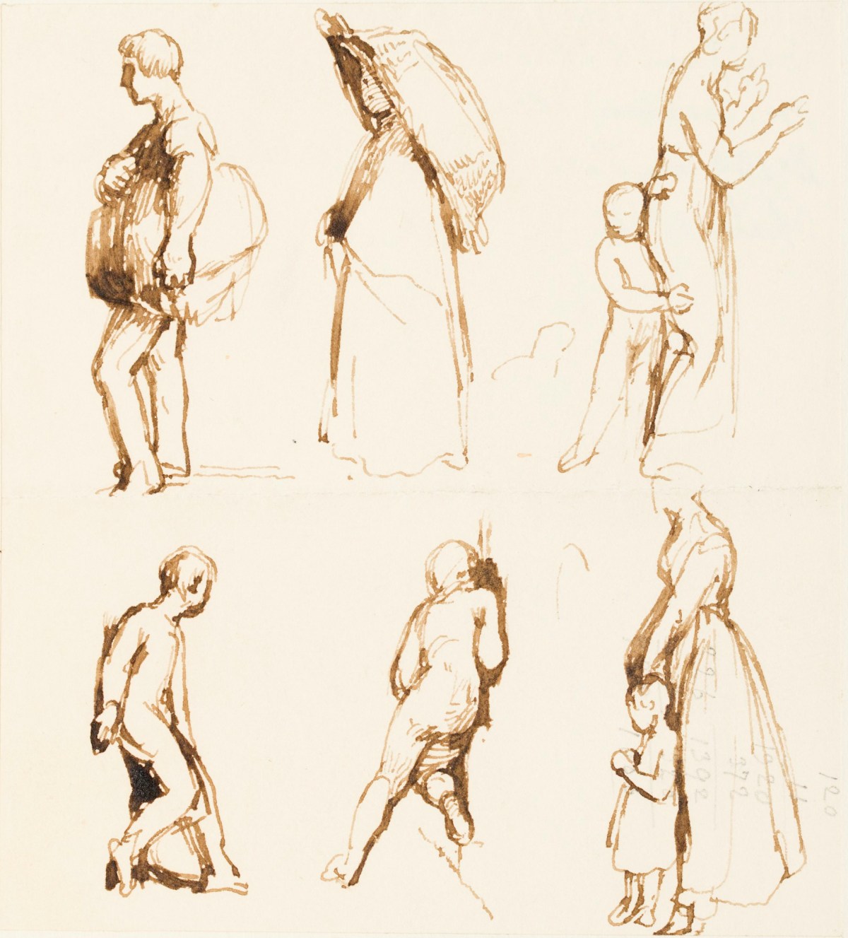 William Mulready RA, A sheet of figure studies