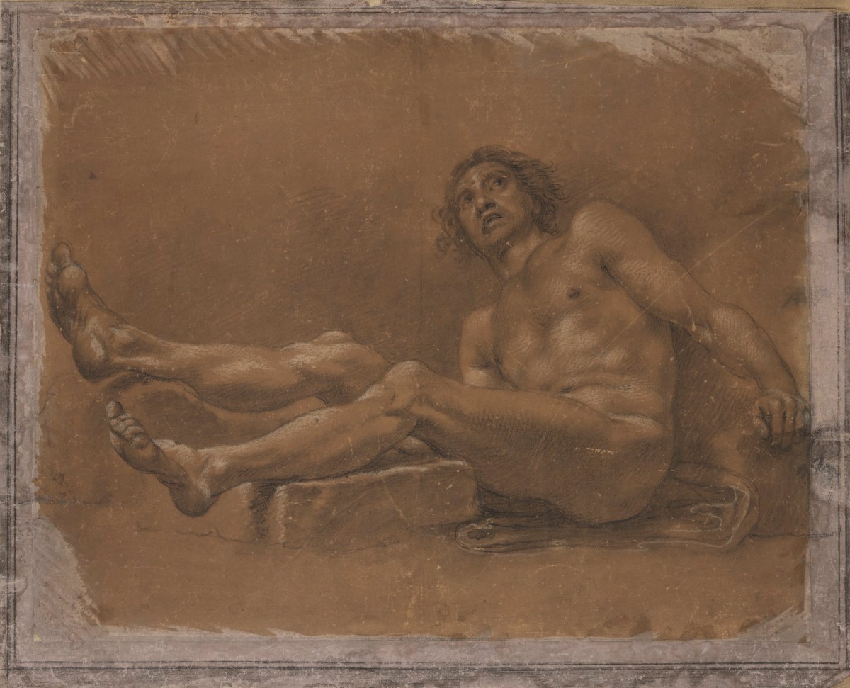 Francis Hayman RA, Reclining male nude; a study for 'The Good Samaritan'