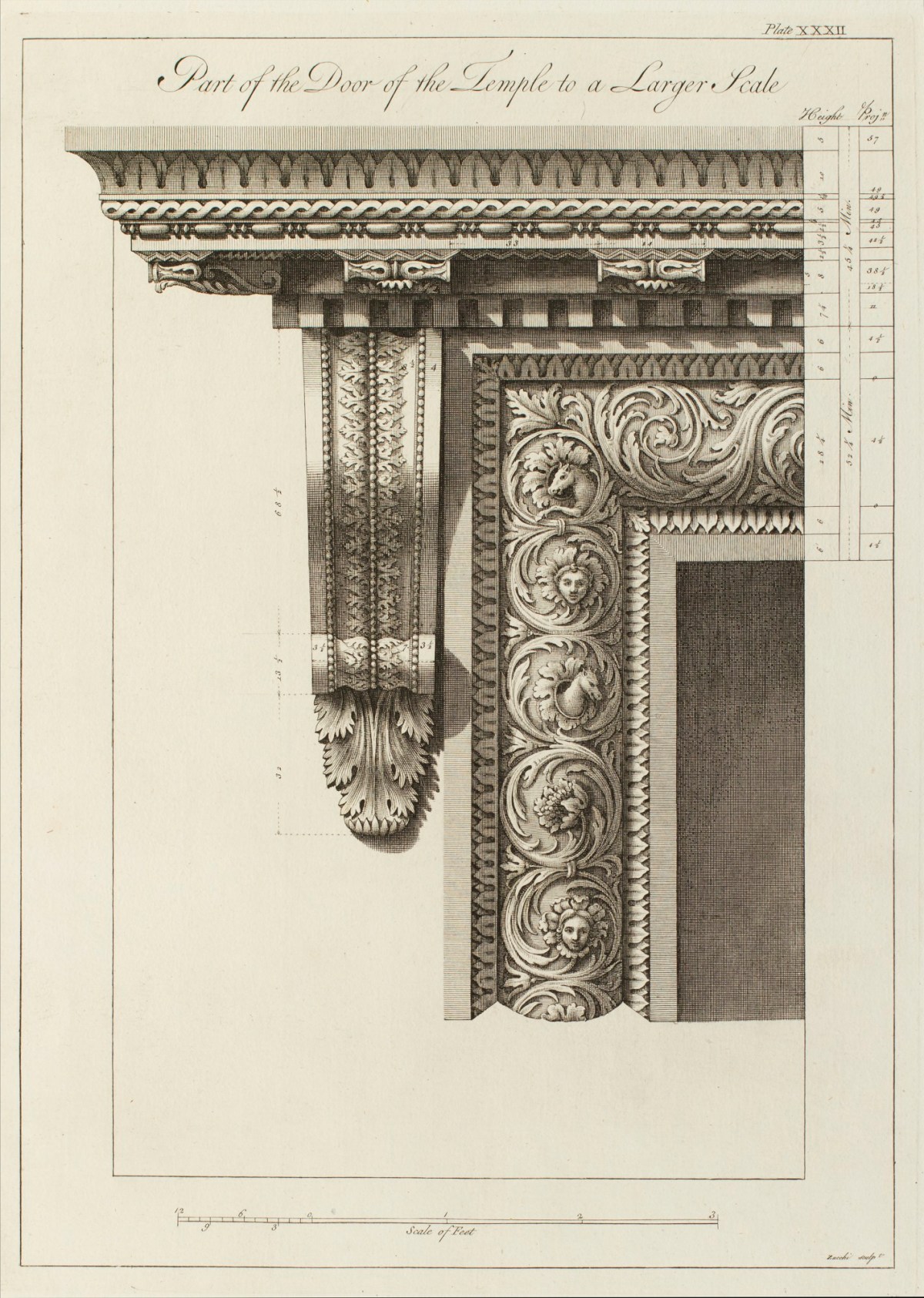 Charles-Louis Clérisseau, Part of the Door of the Temple of on a larger scale