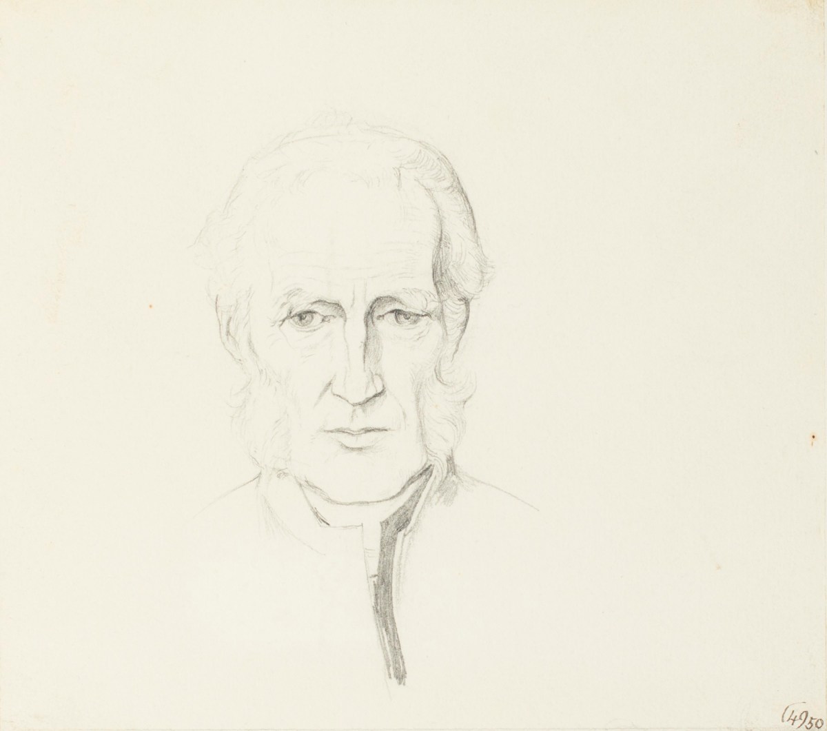 Henry Hugh Armstead RA, Pencil portrait of Bishop Ollivant for monuments in Llandaff Cathedral