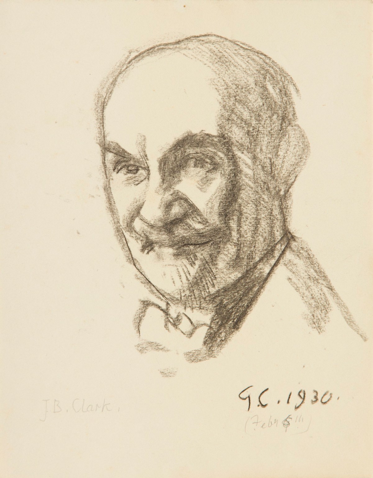 Sir George Clausen RA, Study of the head of a man with a moustache (J.B. Clark)