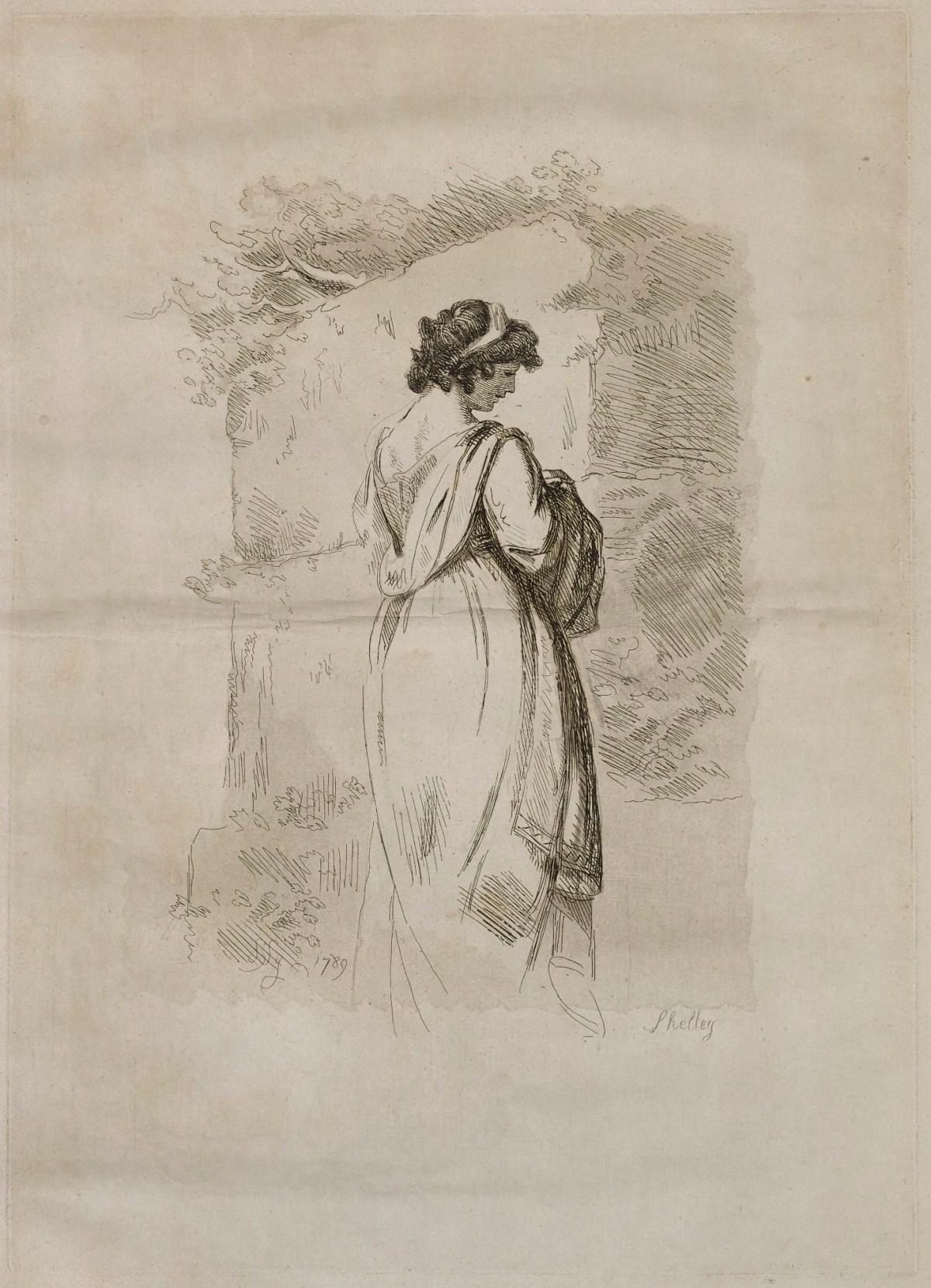 Samuel Shelley, A woman standing in front of a stone wall