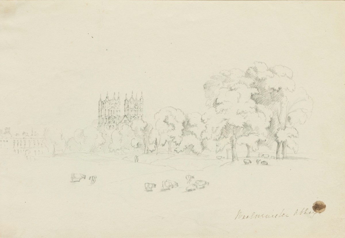 Oriana Georgiana Reinagle, Sketch of Westminister Abbey from St. James's Park