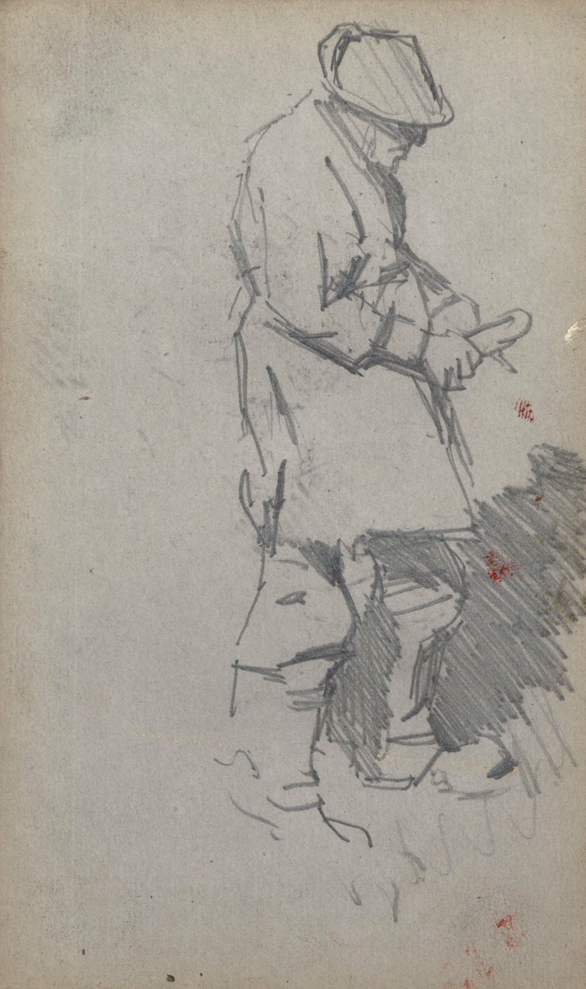 Sir George Clausen RA, Study for the male figure hacking a turnip in 'December'/'Winter Work'