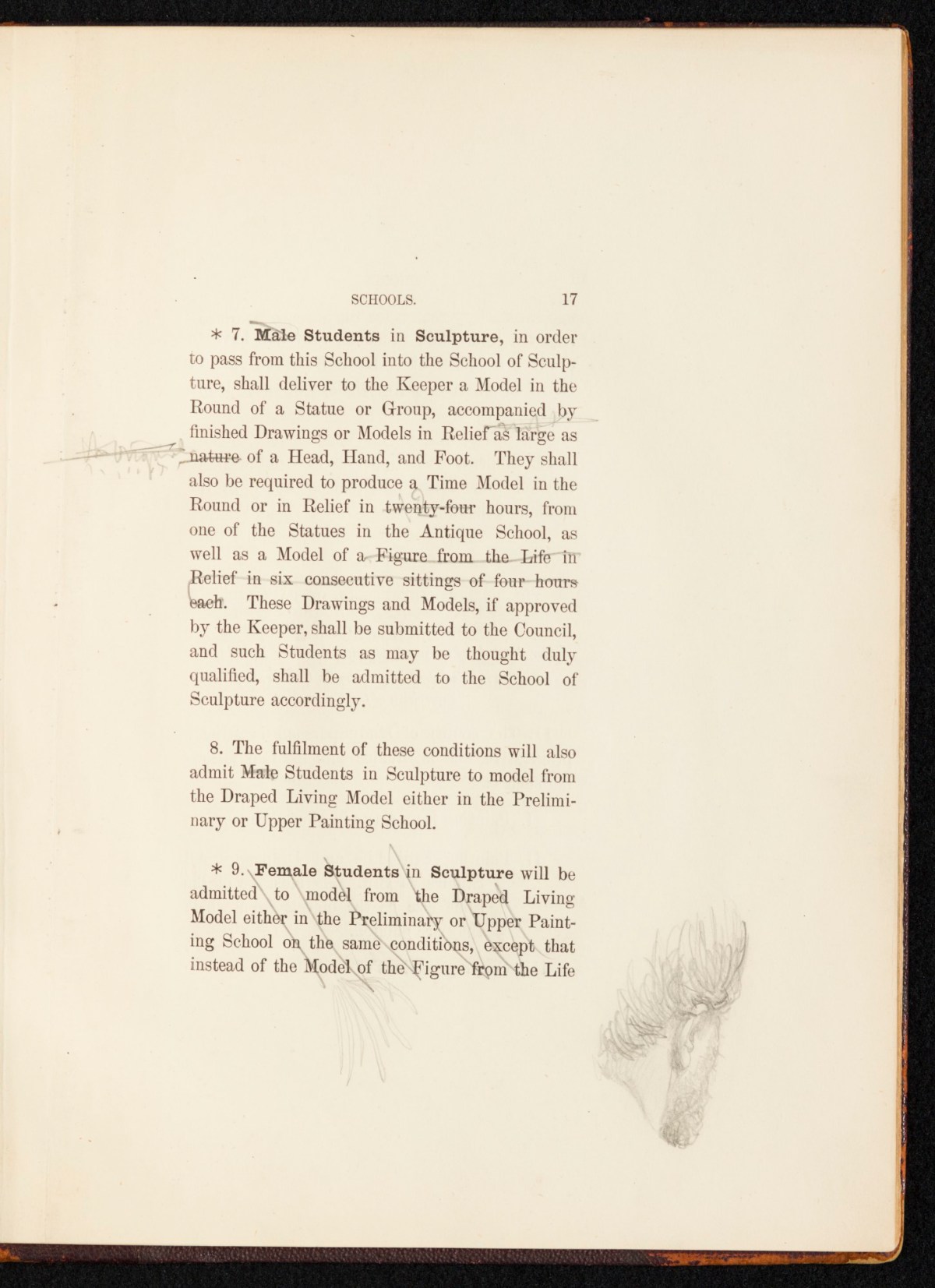 Sir Lawrence Alma-Tadema RA, A copy of the RA Laws as relating to the Schools, annotated and with sketches by Alma-Tadema