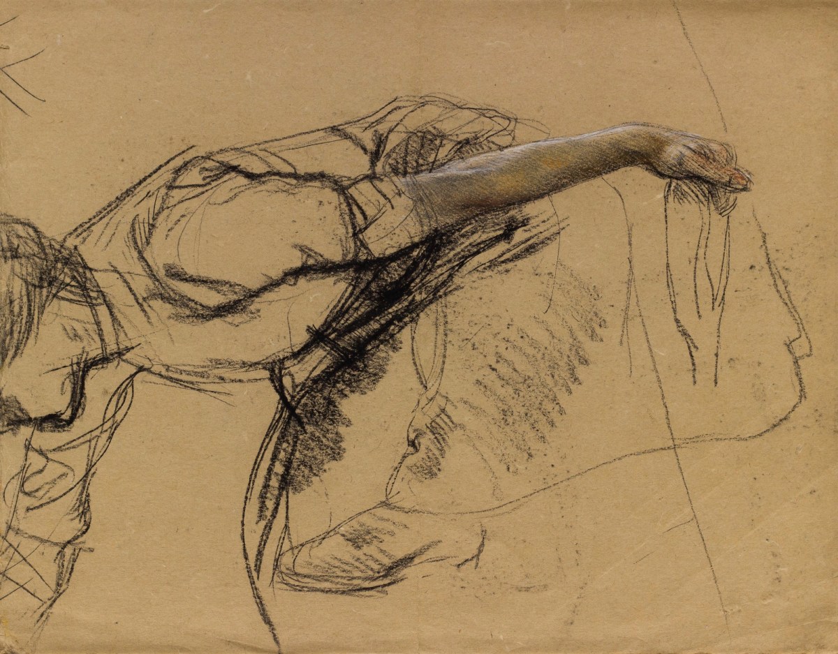 Sir George Clausen RA, Study of the female figure for 'Allotment Gardens'