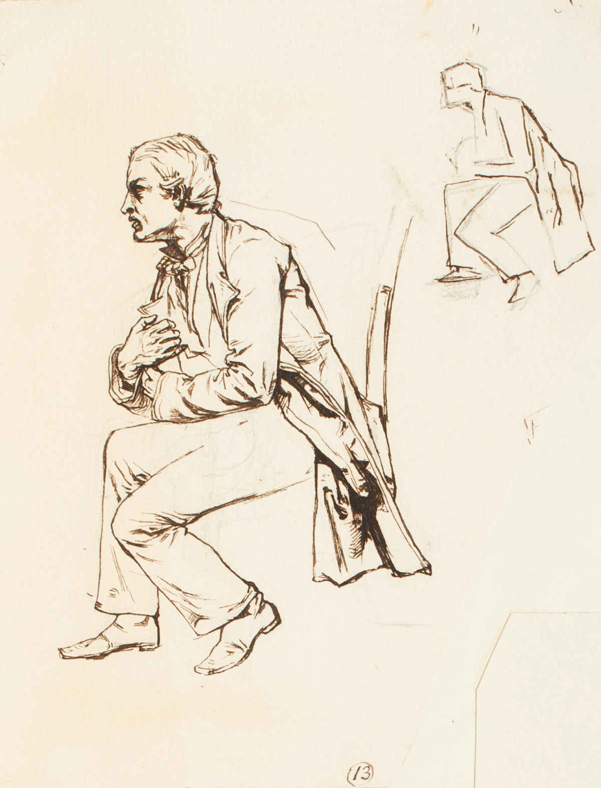 Henry Hugh Armstead RA, Two studies of a seated male figure for an illustration to Tennyson's Dora
