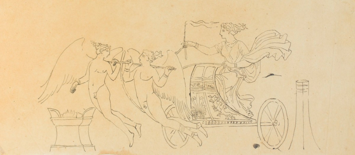 Pietro Santi Bartoli, Plate 103: Emperor Trajan standing addressing two Roman legions while some soldiers carry Decebalus'treasures