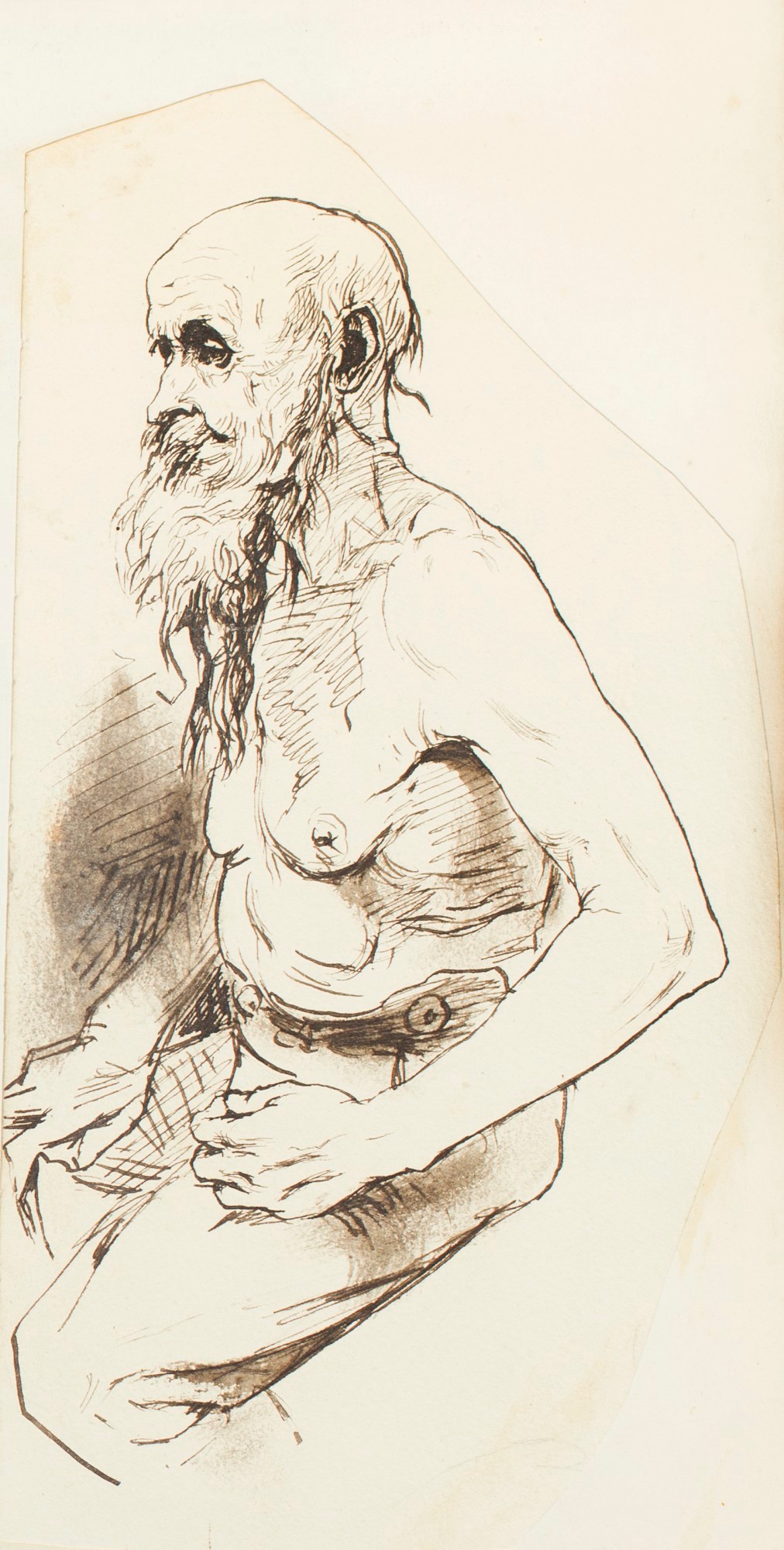 Henry Hugh Armstead RA, A bare-chested old man, in profile