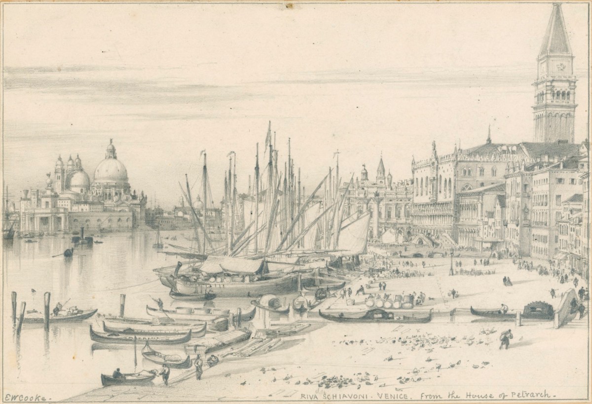 Edward William Cooke RA, Riva Schiavoni, Venice, from the house of Petrarch