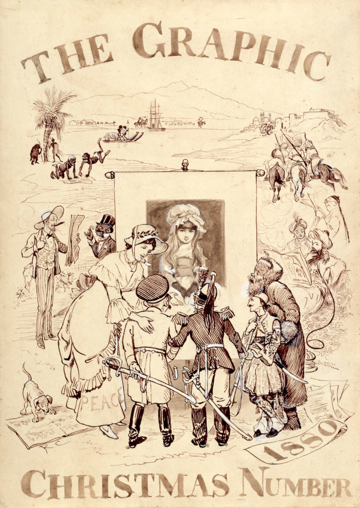 Randolph Caldecott, Design for front cover of The Graphic,Christmas Number 1880