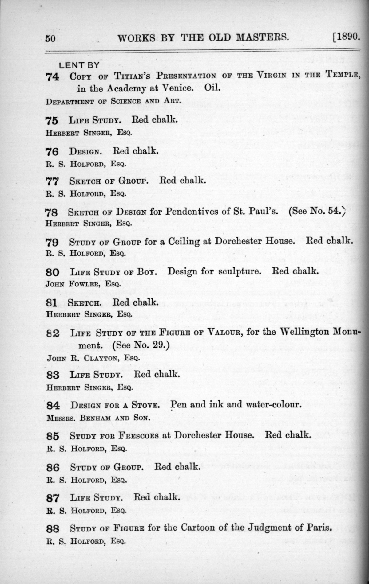 Page 50 of 1890 - Old Masters, deceased masters of the British School, drawings & models by Alfred Stevens