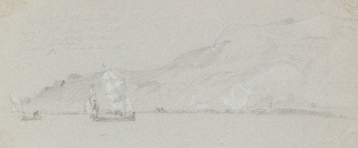 Philip Reinagle RA, Sketch of sailing boats in the Isle of Wight