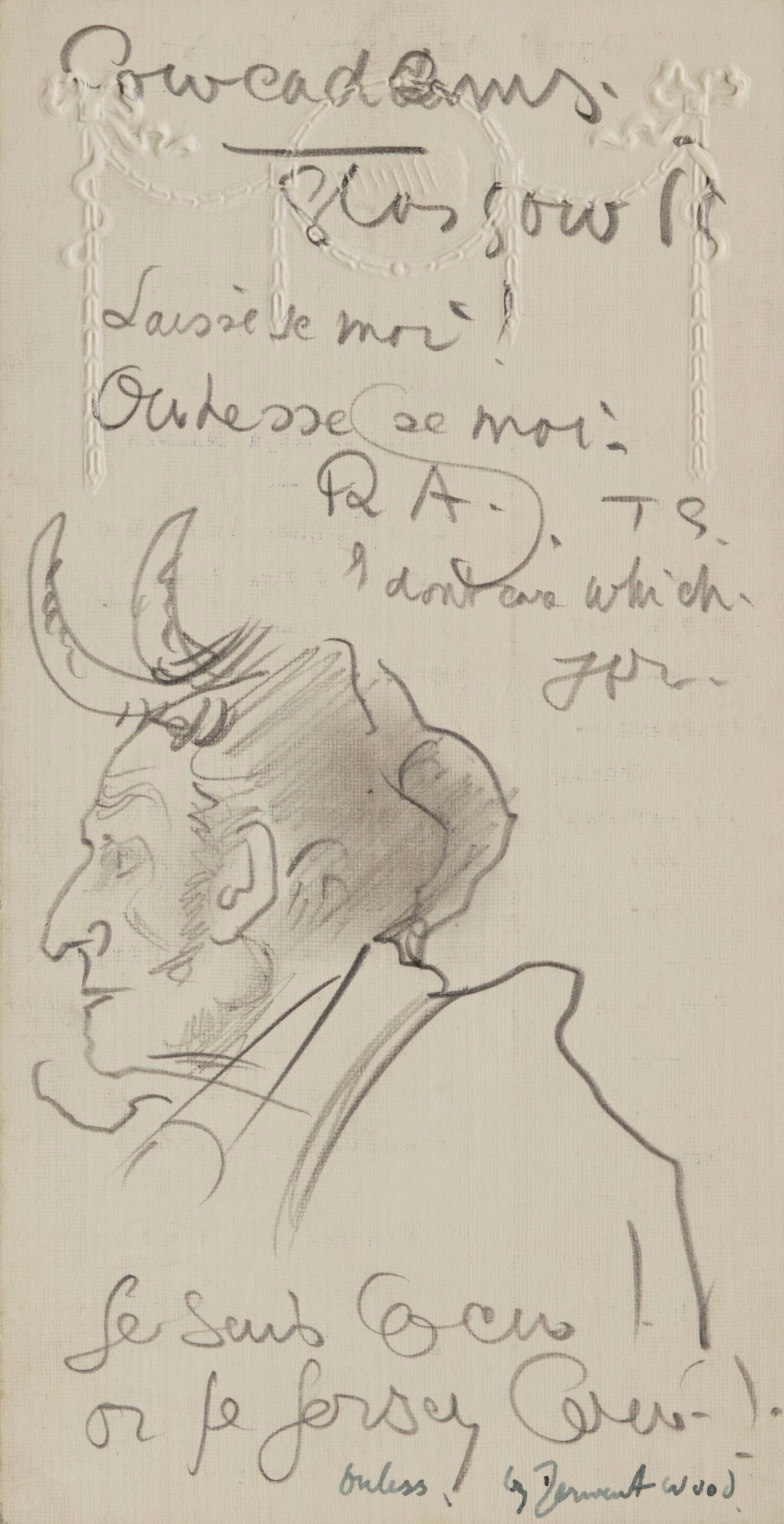 Francis Derwent Wood RA, Sketch of Walter William Ouless as a devil at a RA Club Dinner
