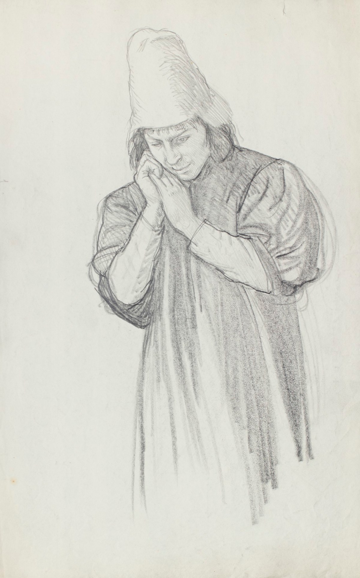 Sir George Clausen RA, Study of a male figure in costume for 'The English People...'