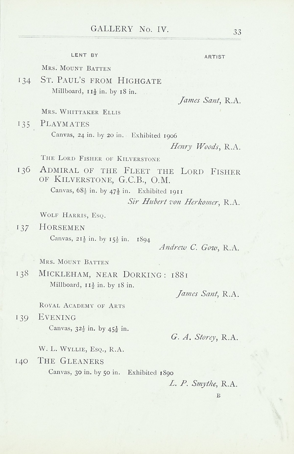 Page 35 of 1922 - Exhibition of Works by recently deceased Members of the Royal Academy