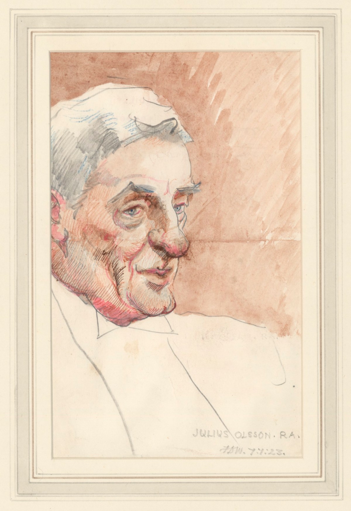 Francis Derwent Wood RA, Caricature of Julius Olsson, R.A.