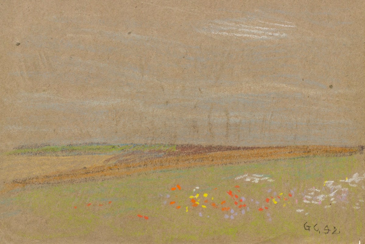 Sir George Clausen RA, Sketch of fields with wild flowers