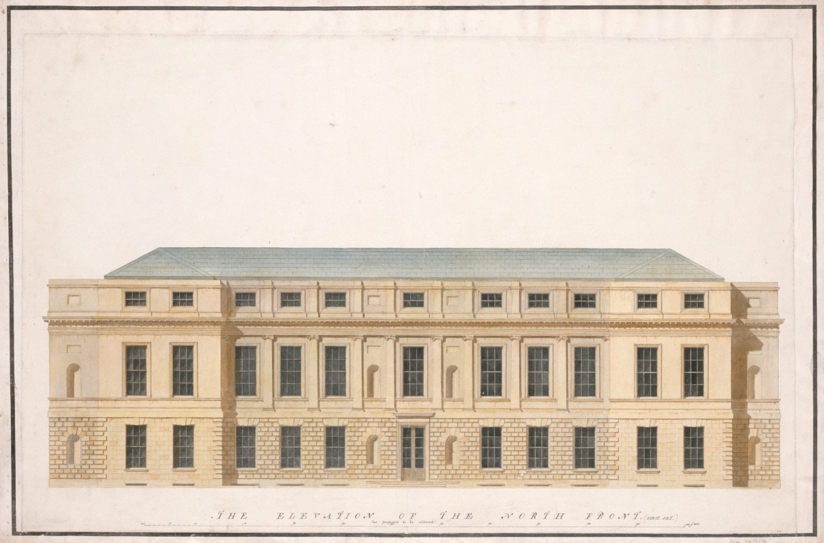 Samuel Ware, Alternative design, first scheme, unexecuted, for north front, Burlington House, Piccadilly, Westminster, London: elevation