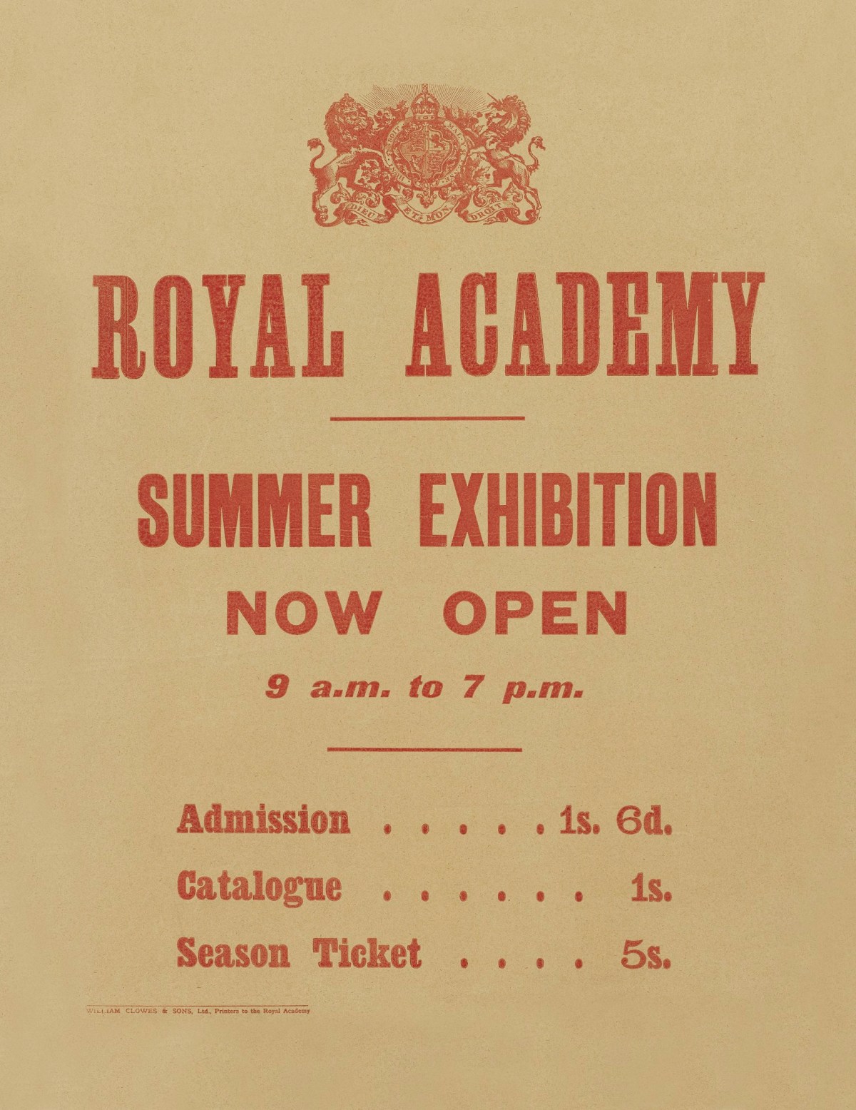 Poster, "Summer Exhibition Now Open" Archives RA Collection Royal