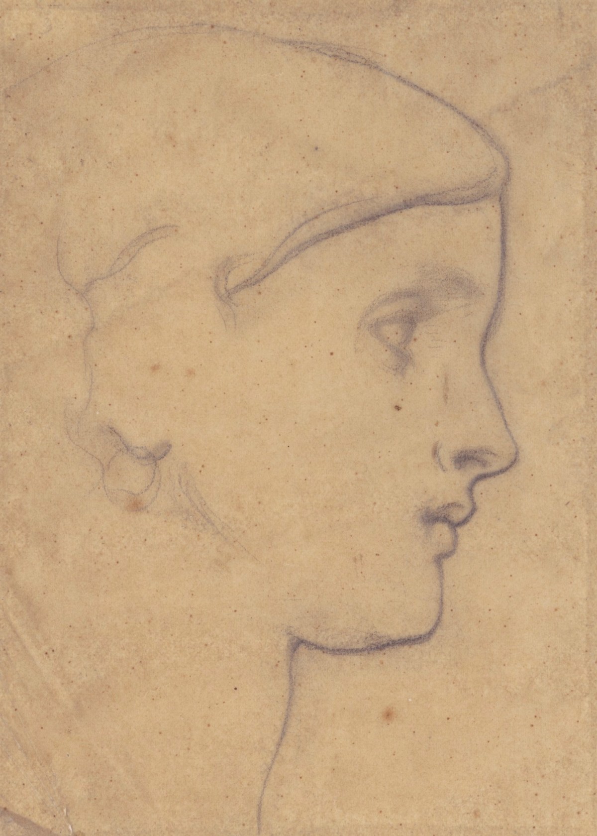 Lord Leighton PRA, Tracing of a woman's head in profile