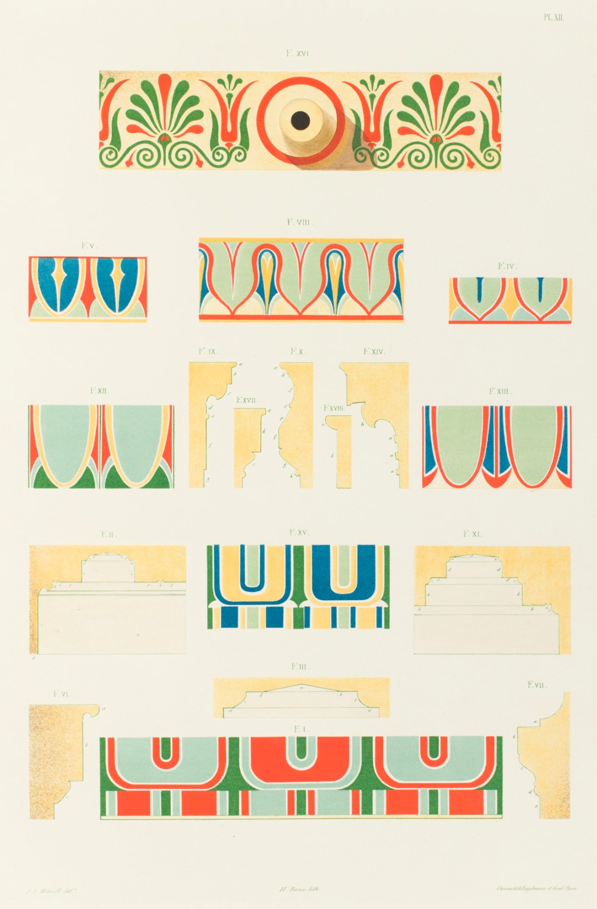 Jakob Ignaz Hittorff, Moulures peintes des temples et des propylées d'Athènes