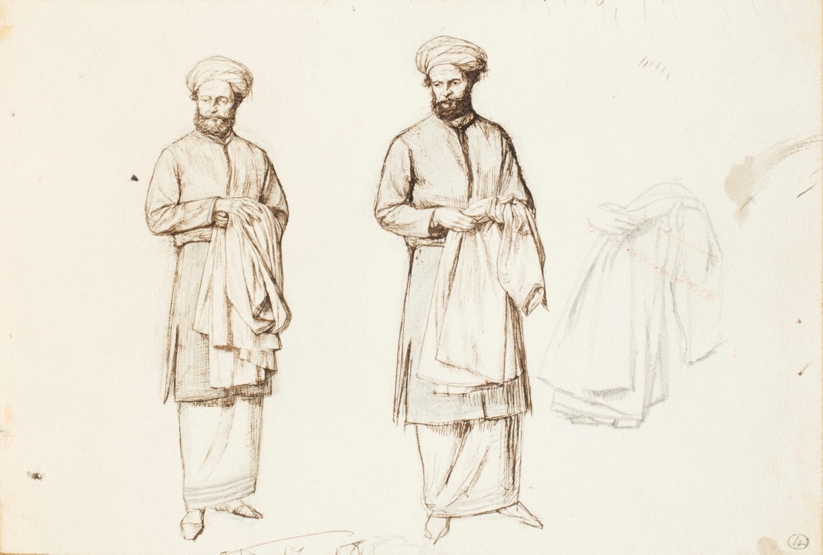Henry Hugh Armstead RA, Studies of a standing man wearing a turban