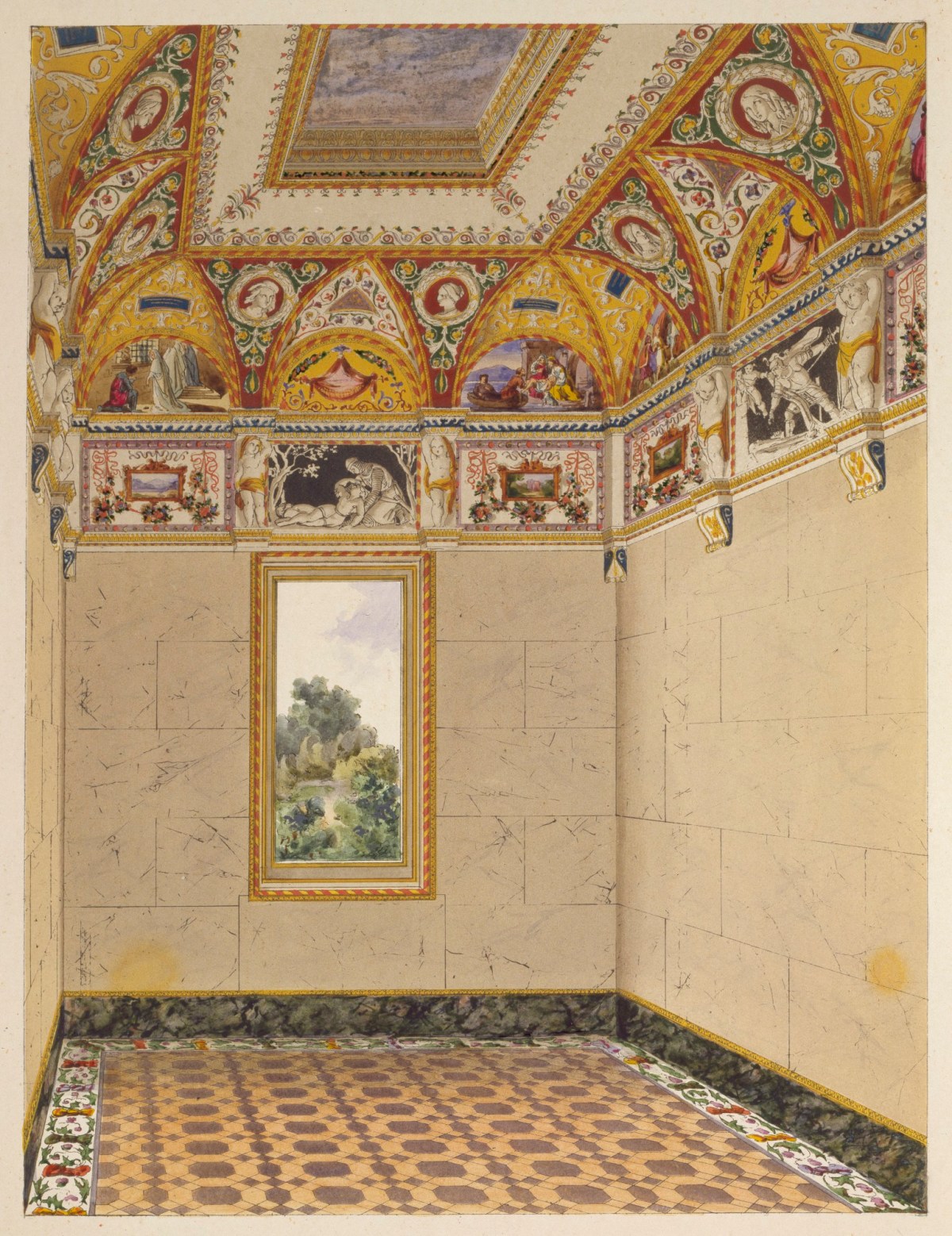 Ludwig Gruner, Buckingham Palace: Garden Pavilion: Perspective view of the Scott Room.