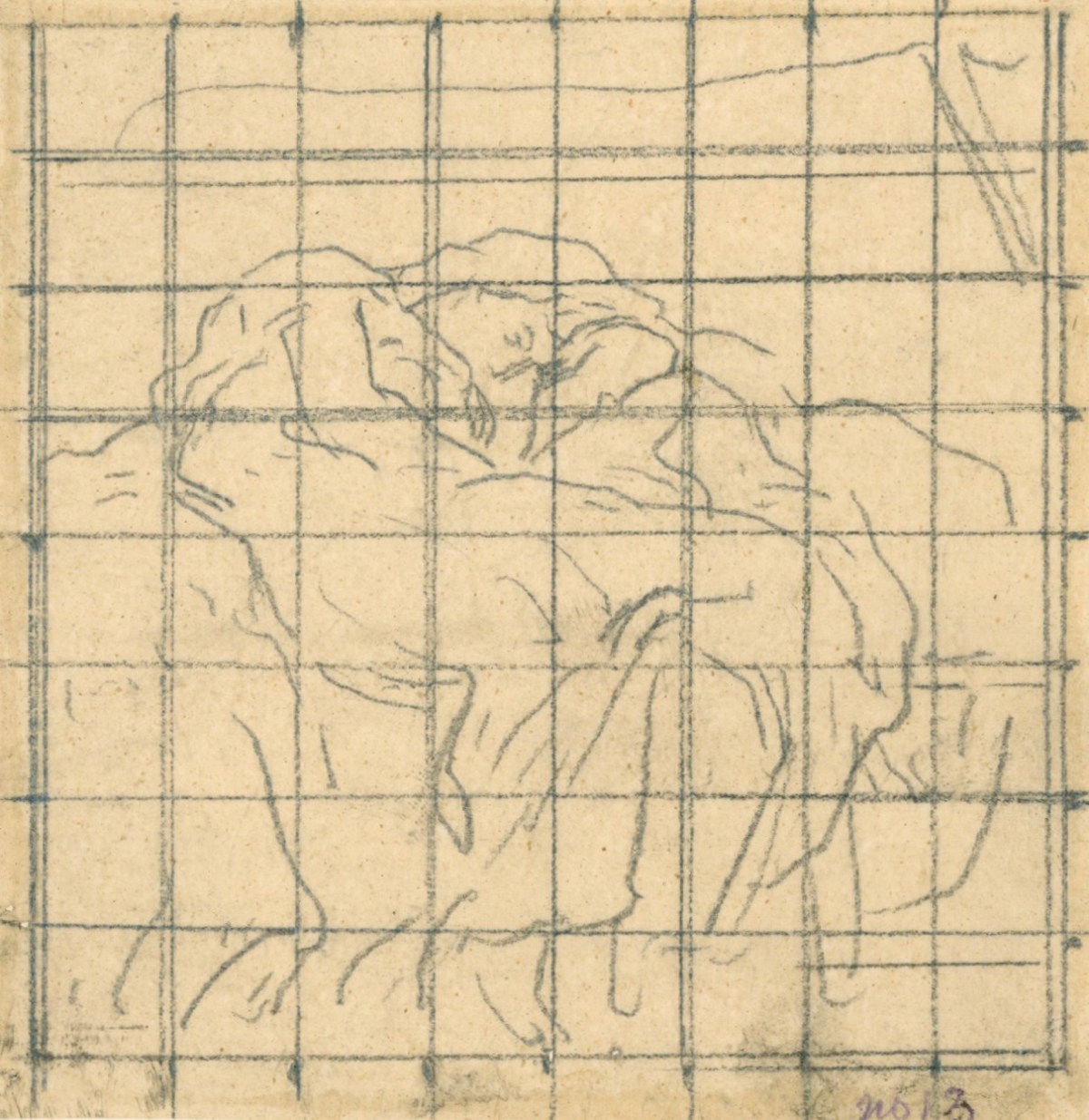 Lord Leighton PRA, Squared up tracing for 'Flaming June'
