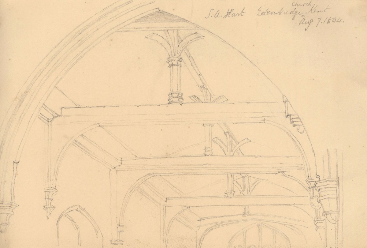 Solomon Alexander Hart RA, The roof of Edenbridge Church, Kent (interior)