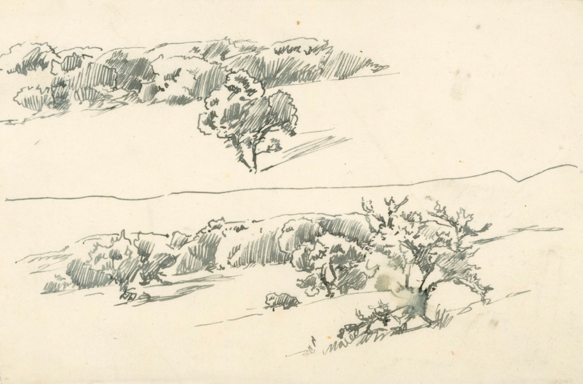 Alfred Parsons RA, Two sketches of a landscape with trees