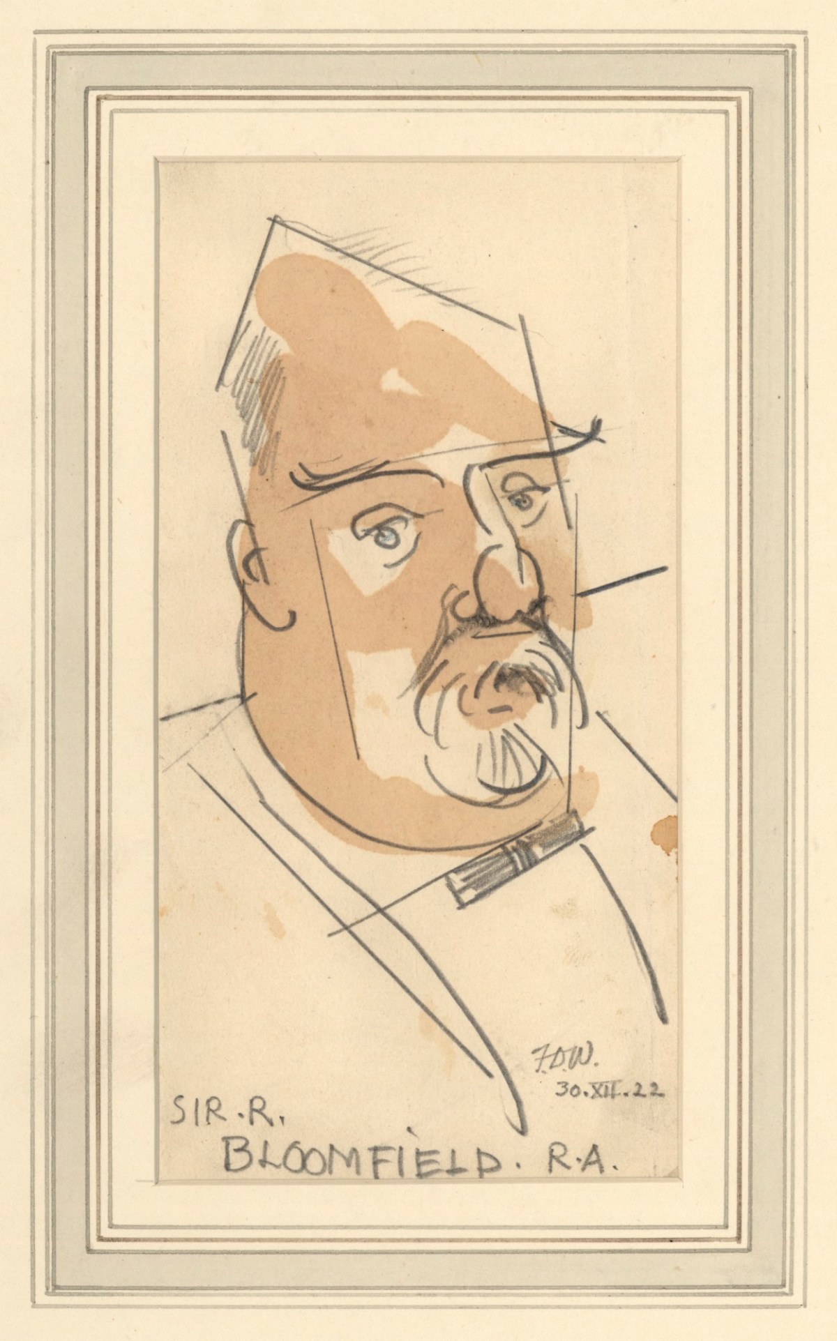 Francis Derwent Wood RA, Caricature of Sir R. Blomfield, R.A.