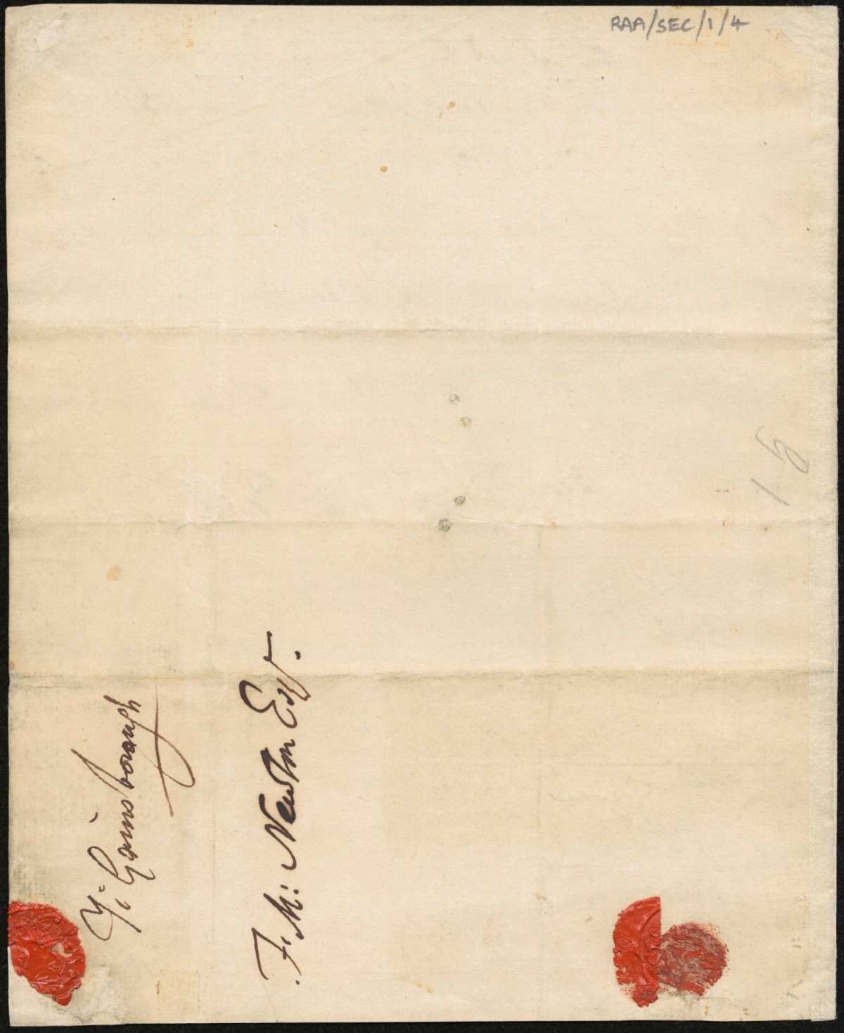 , Letter from T. Gainsborough to Newton
