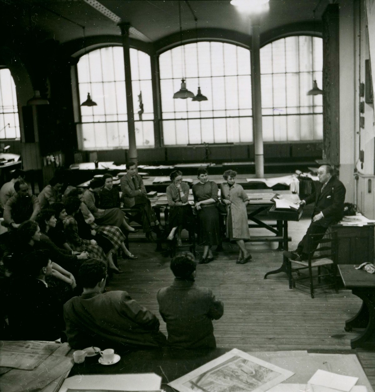 Russell Westwood, Sir Albert Richardson P.R.A. lecturing to students, 1953.