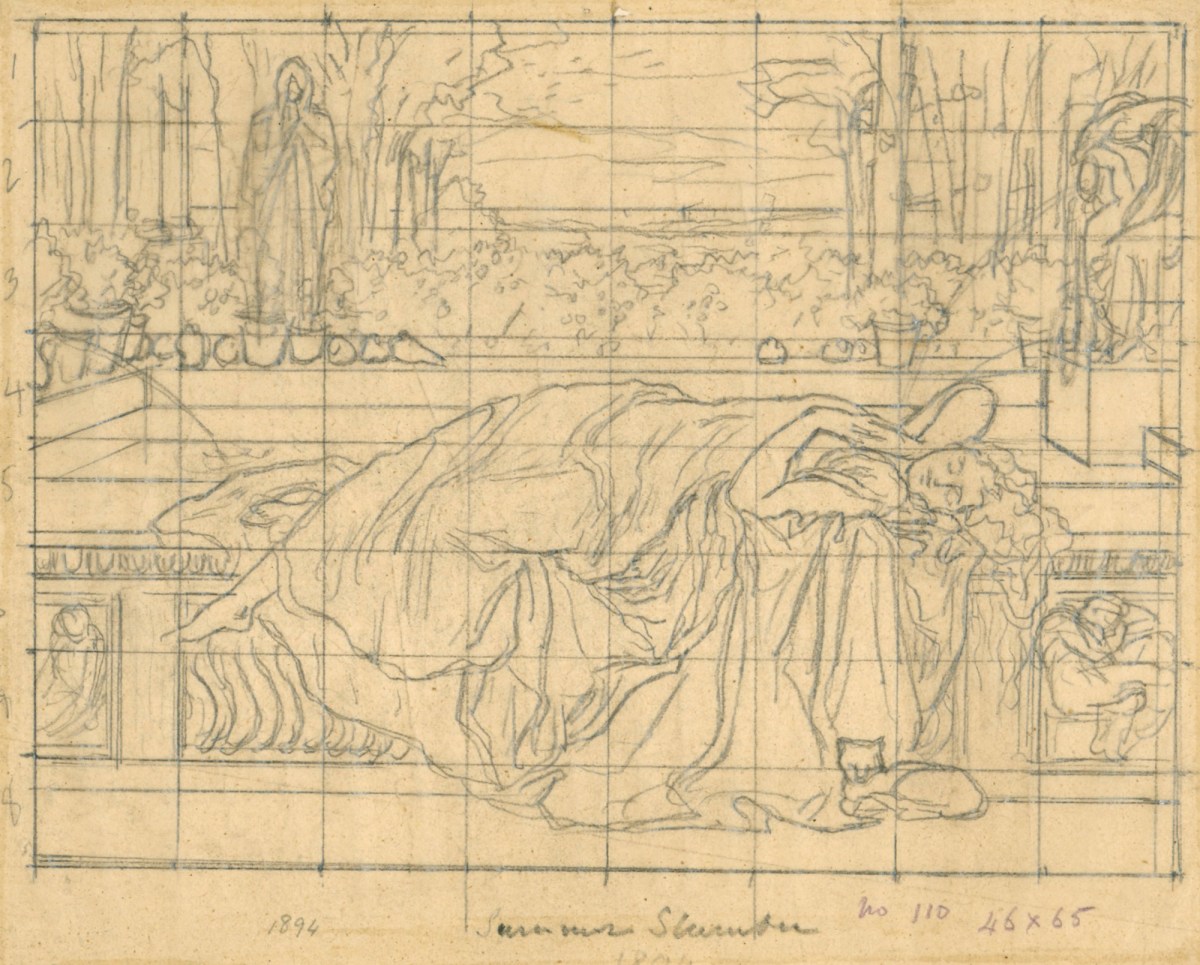 Lord Leighton PRA, Squared up tracing for 'Summer Slumber'